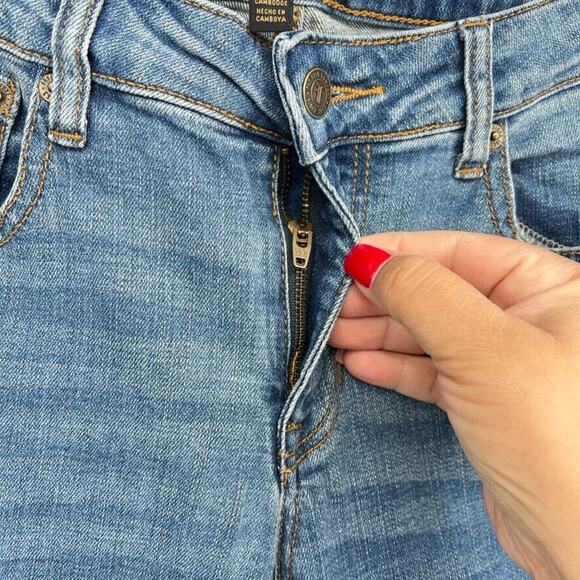 Frye Medium Wash Blue Skinny Jeans Mid Rise With Wiskering Women's 4 - Picture 5 of 8